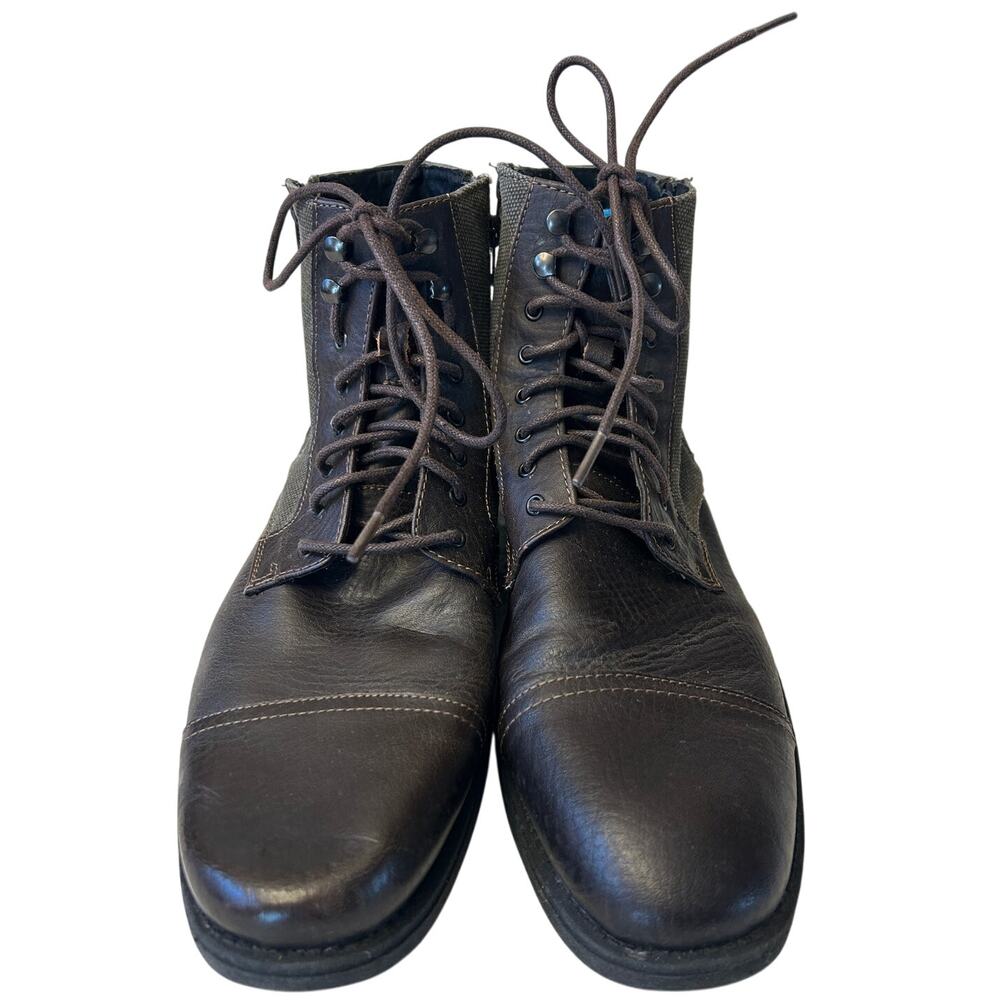 Joseph Abboud Marlon Boots Men's Leather Canvas Dual Zipper Lace Up Size 9D
